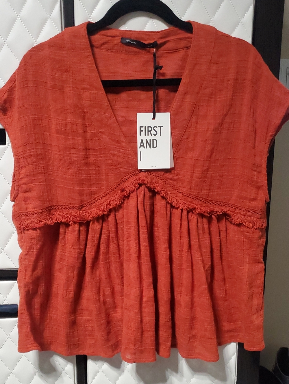 Rust Red V-Neck Tunic Top